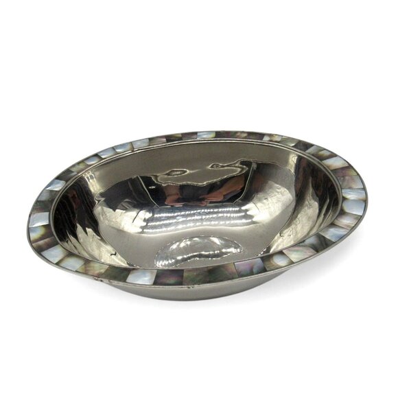 MICHAEL ARAM Stainless Steel Bowl with Mother Of Pearl Accent 11" - Picture 12 of 12